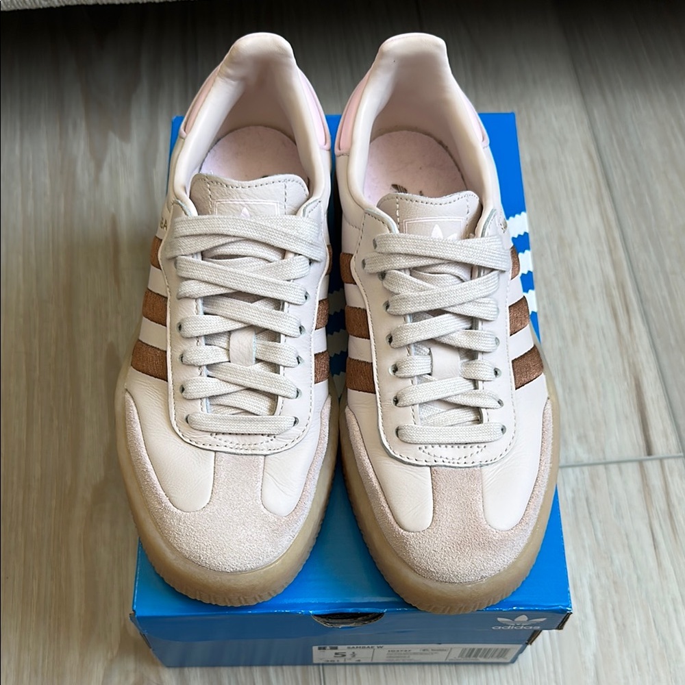 Adidas Sambae W Pink and Brown Sneakers Classic Design Size 5.5 Brand New!